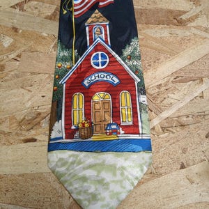 School Bus American Heading to School Teacher Administrator Men&#39;s ties Neckties