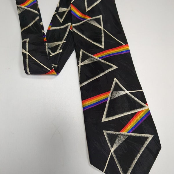 Pink Floyd The Dark Side of The Moon 100% Silk Men's Colorful Necktie