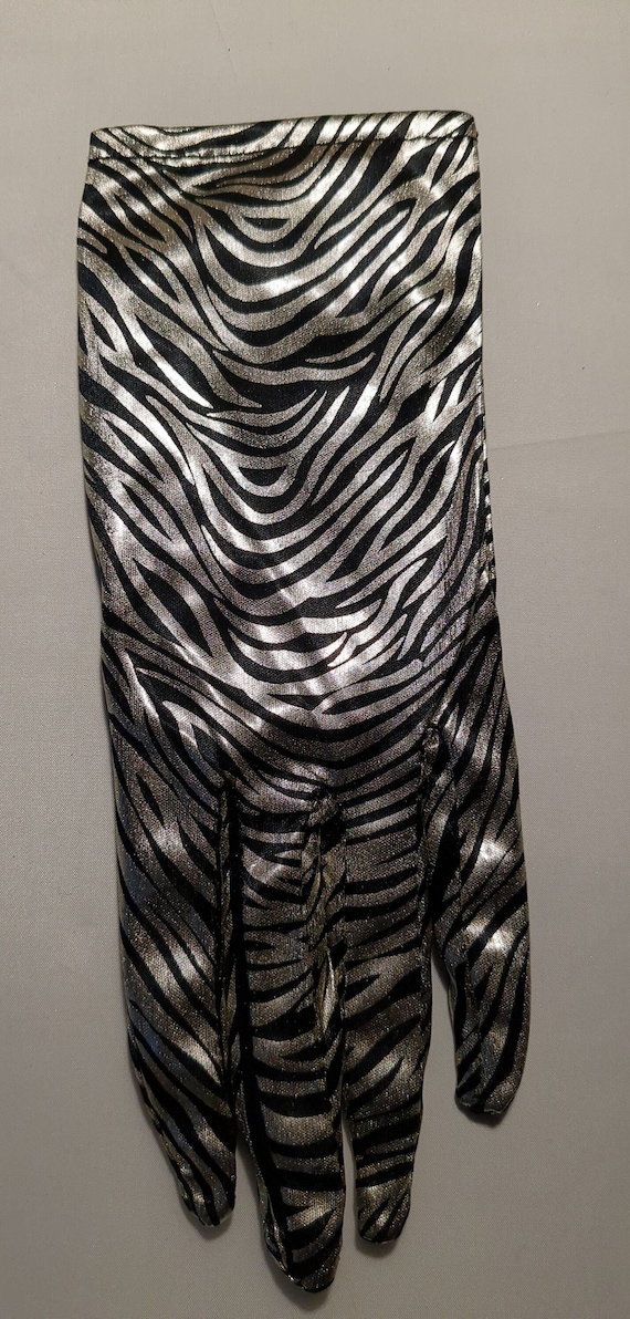 Zebra Patterned Wrist Ladies Gloves Black Stripes… - image 3