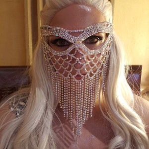 Maschera con strass argentati, maschera da ballo, maschera per il viso in maschera, maschera per compleanno, maschera per Mardi Gras, maschera da matrimonio, copricapo da sposa per Capodanno
