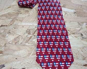 Red White and Blue Stars and Stripes Heart American Tie Patriotic Necktie Flag Necktie USA