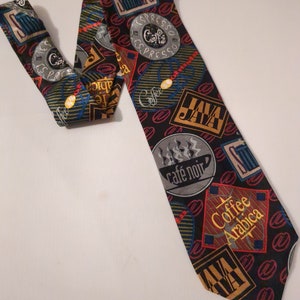 Coffee Lovers Necktie Kona Columbian Mexican Grown 100% Cotton Organically Sewn