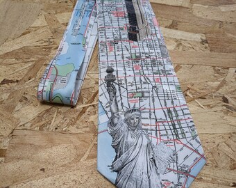 New York City Street Map Necktie Statue of Liberty Empire State Building Central Park