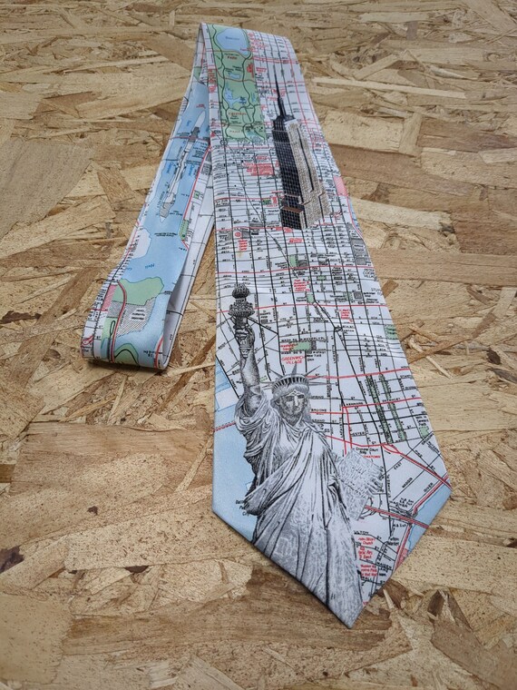 New York City Street Map Necktie Statue of Liberty
