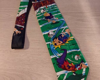 Fred Flintstone Tie Sports Football 100% Silk Hanna Barbera Super Bowl