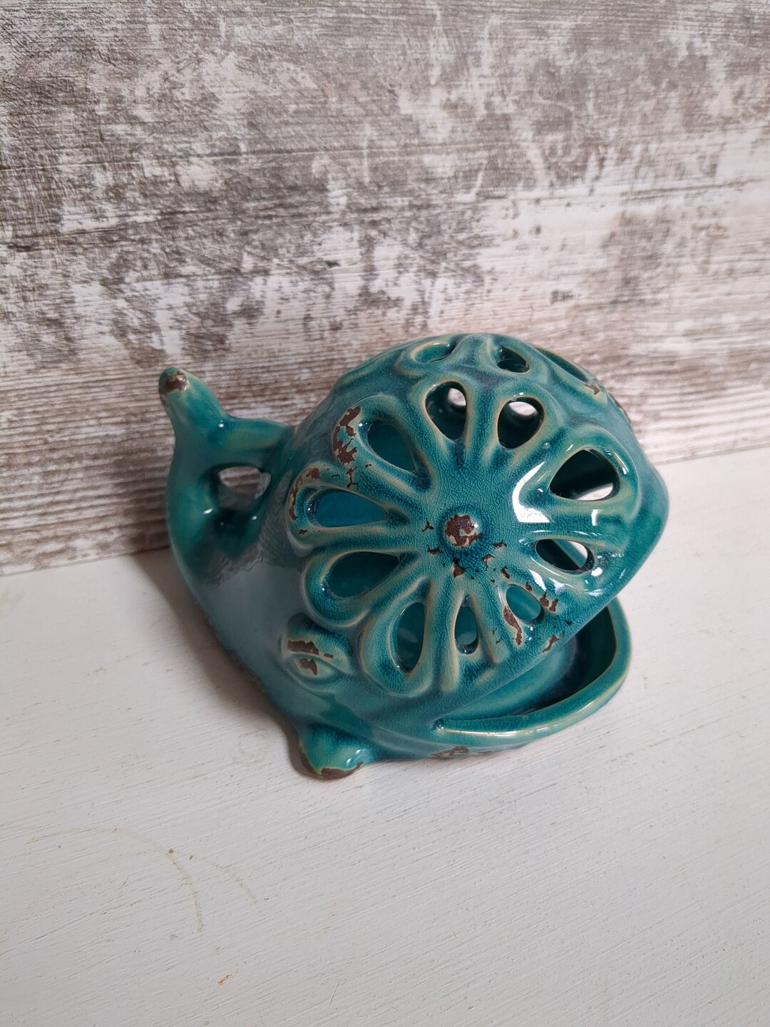 Turquoise Whale Tealight Candle Holder Design Holds Tealight or Votive