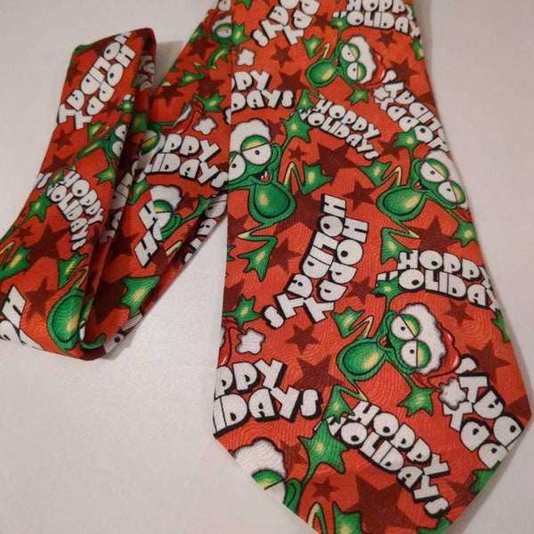 Hoppy Holidays from Santa Froggy Frog Necktie Not Kermit