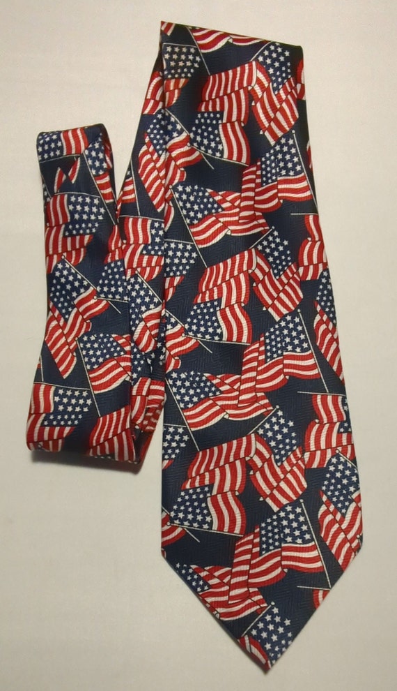 American Flag Necktie Red White and Blue Stars and