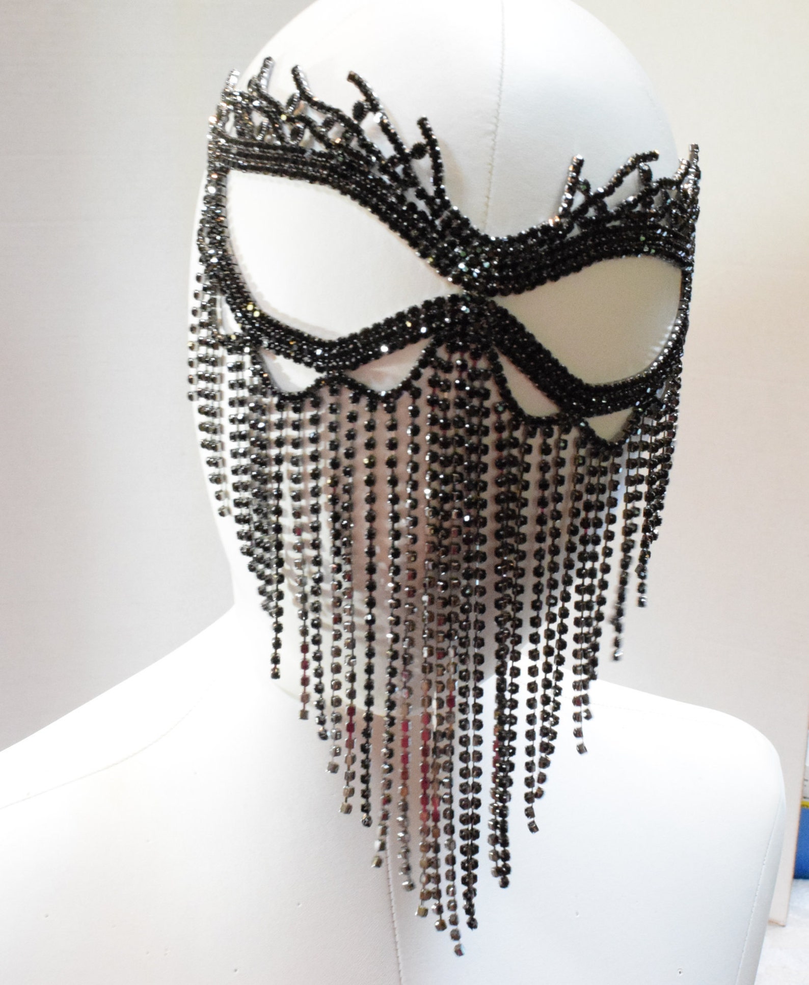 Black Rhinestone Masquerade Face Mask Sparkling Face Mask Etsy