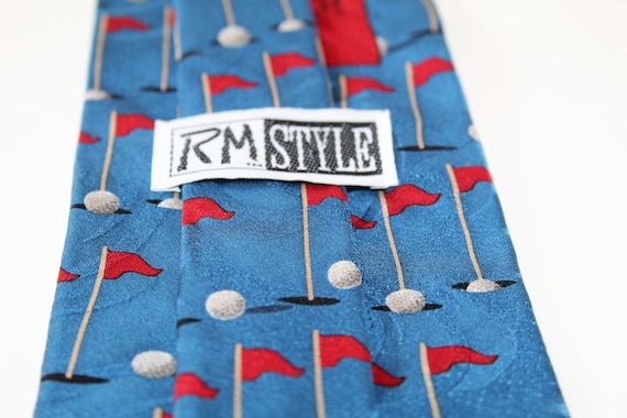 Sink The Putt Necktie Blue 100% Silk Designer Tie… - image 5