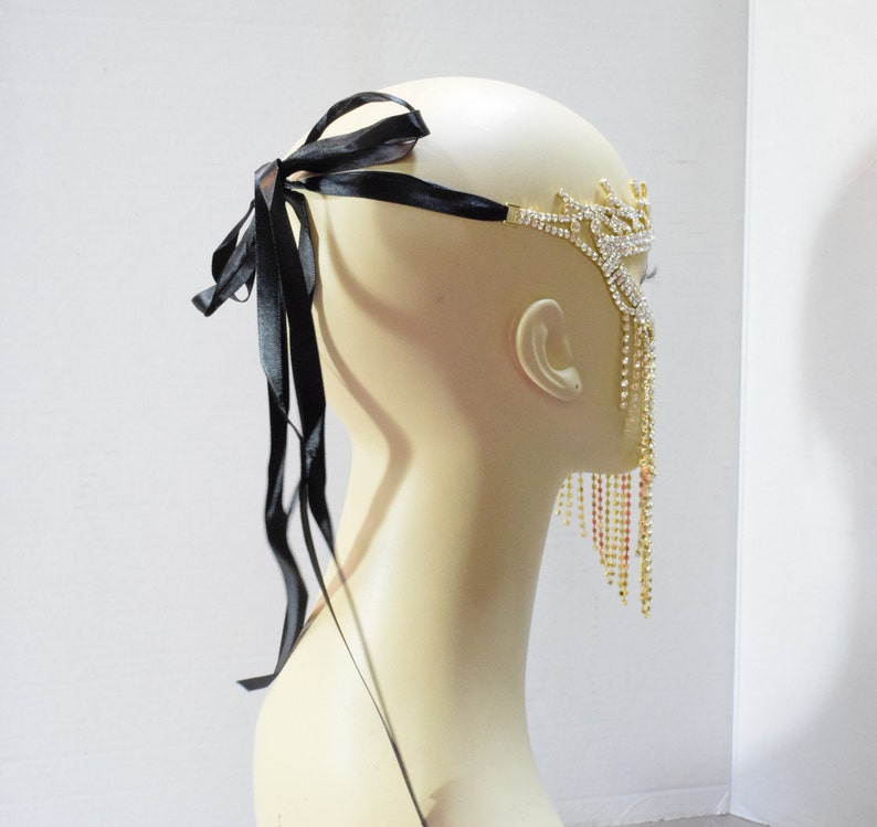 Gold Rhinestone Masquerade Face Mask Sparkling Face Mask Mardi Gras mask Wedding mask New Years Eve