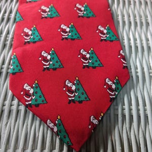 Santa Decorating the Christmas Tree Design Tie Novelty Necktie Men&#39;s Tie