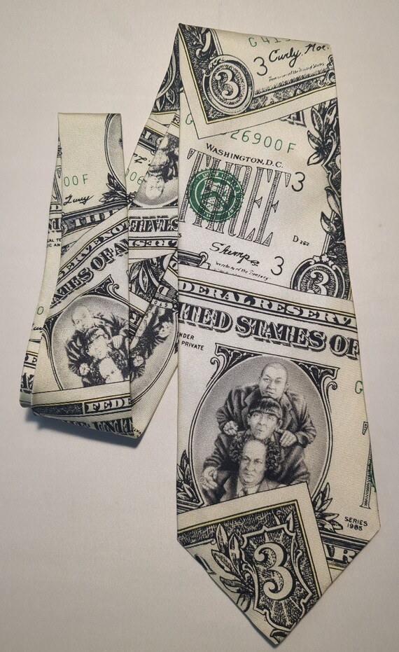 Three Stooges on a Three Dollar Bill Silk Necktie… - image 2