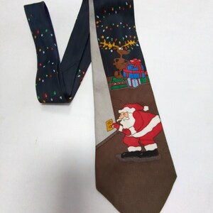 Santa Claus Lighting Up the Night Men&#39;s Necktie Christmas Necktie Happy Holidays