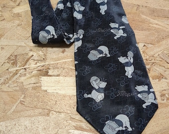 Winnie the Pooh Necktie Black with Gray Tones Necktie Winne Hoping for that Honey Pot