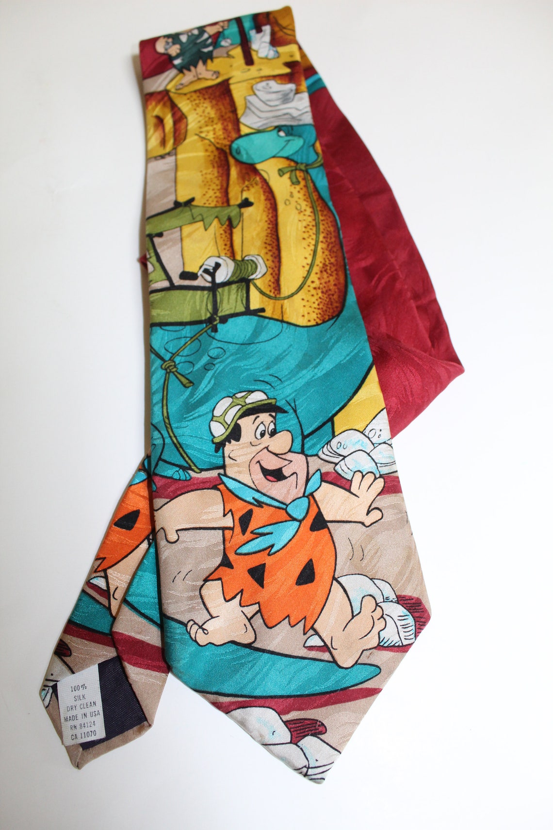 Fred Flintstone Tie 100 Silk Men's Novelty Necktie Circa Etsy