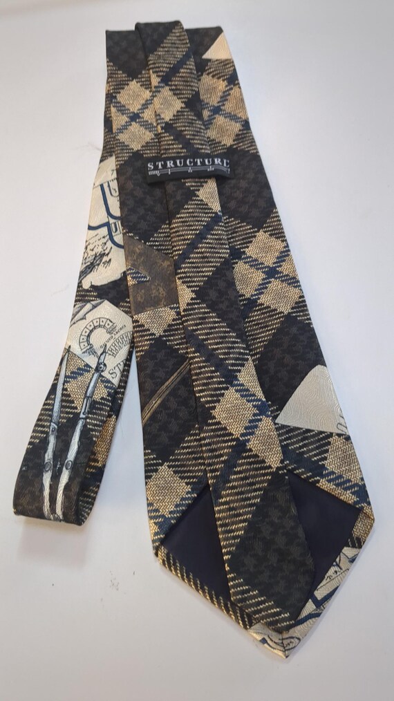 Architect Engineer Blueprint Plaid Structure Tie … - image 4