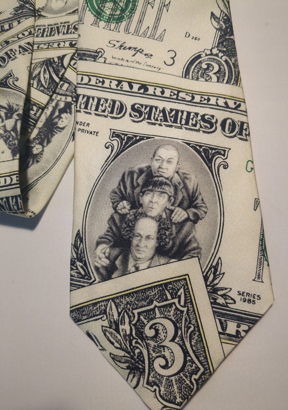 Three Stooges on a Three Dollar Bill Silk Necktie… - image 3