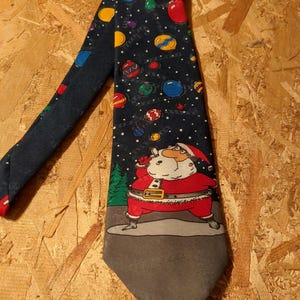 Ontwerp stropdas kerstman blaast ornament bubbels nieuwigheid kerststropdas heren