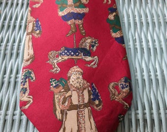 Vintage Santa and Horses Template Design Tie Novelty Necktie Men's Christmas Tie