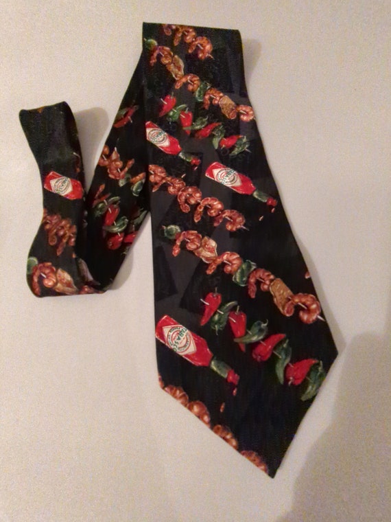 Tabasco Hot Sauce Necktie 100% Silk Hot Pepper Tie