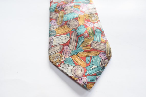 Diamond Gems Necktie Jeweler Tie 100% Silk Vintag… - image 3