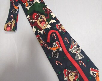 Looney Tunes Characters Bugs Bunny Daffy and Taz Men's Necktie Christmas Necktie