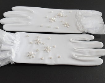 Guantes blancos para niños 100% elástica jersey de algodón Primera comunión  Flower Girl Cosplay Tea Party Dance, Pascua -  México