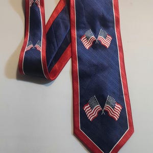 American Flag Necktie Red White and Blue Stars and Stripes American Patriotic Necktie Flags of American Heritage Navy Blue and Red Necktie