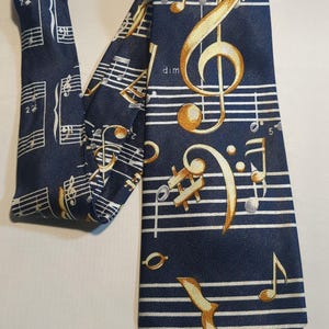 Sheet Music Blue Gold Treble Bass Clef First Tie Men&#39;s Ties Neckties