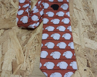 The Black Sheep in the Flock of Sheep Necktie. Stand Out in the Flock