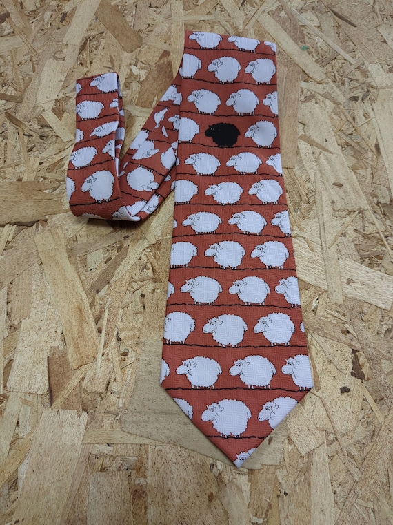 The Black Sheep in the Flock of Sheep Necktie. Sta