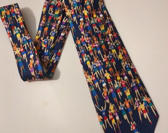 Runners Colorful Silk Necktie Track Star Running Running and More Running Marathon Runners