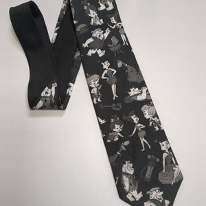 Flintstone Gang All Together Cartoon Necktie Vintage 1993 Necktie by Hanna-Barbera
