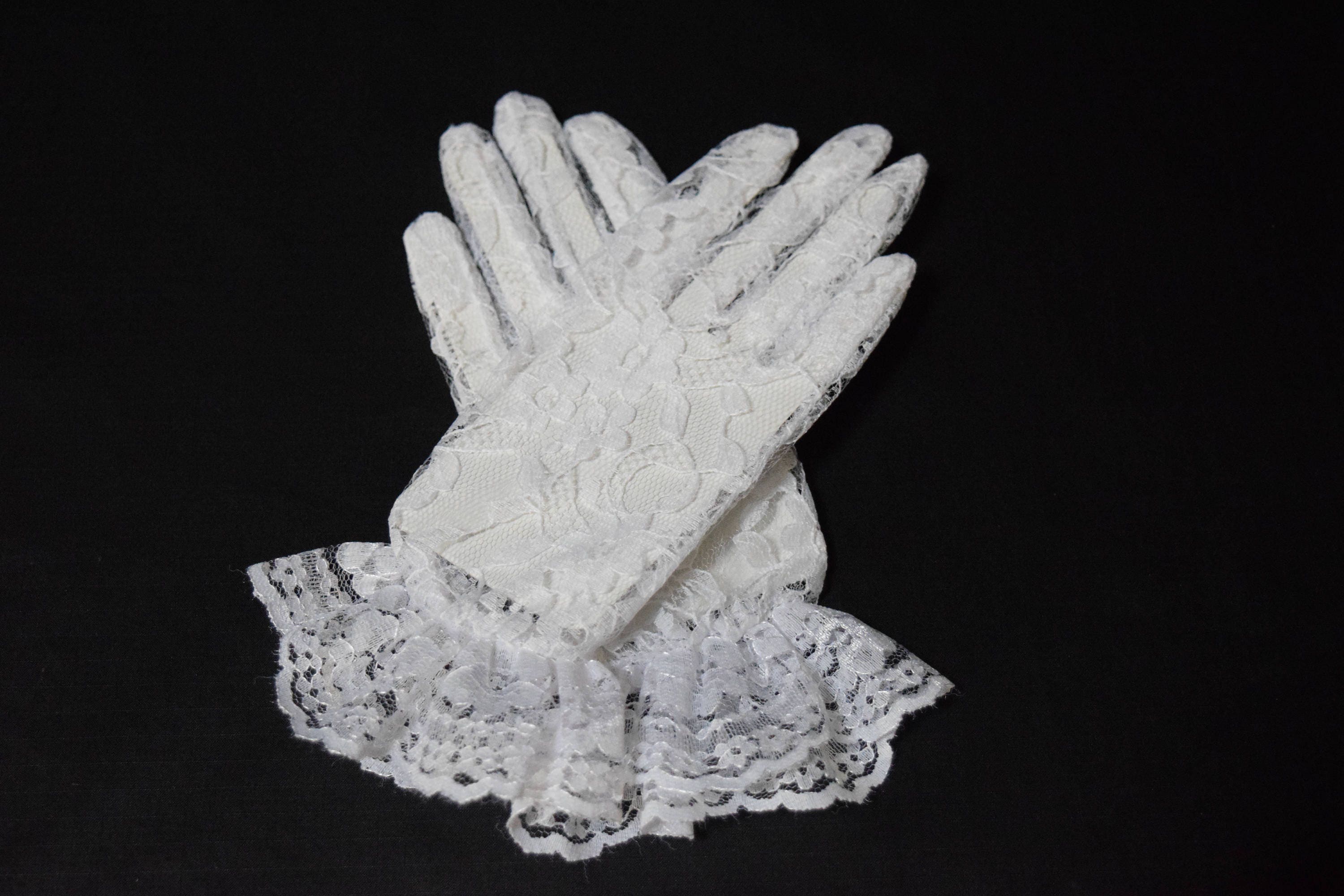 Girl's White Lace Fingerless Gloves Wedding Costume Pageant