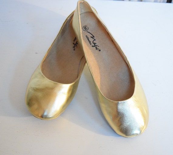 metallic gold ballet flats womens