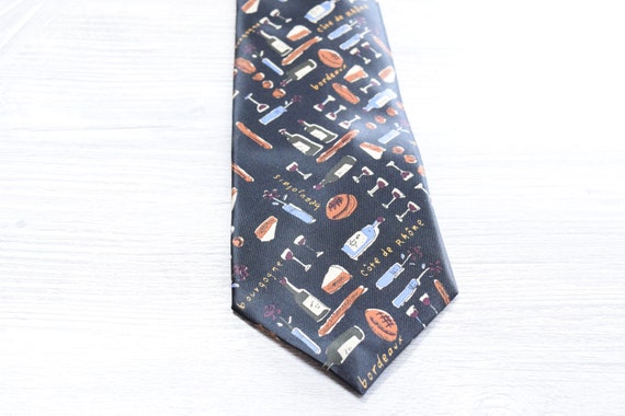 Wine Lover's Necktie Black Tie features Wine Glass