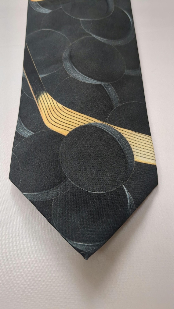 Hockey Stick Slapping the Puck Hockey Players Awards Night Puck Necktie