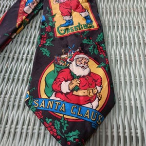 Santa Greeting Postcards Template Design Tie Novelty Necktie Men&#39;s Christmas Tie