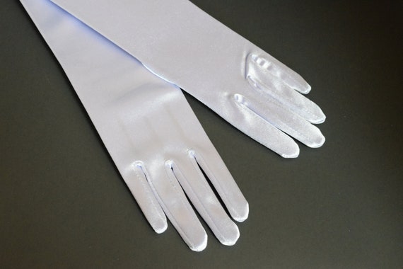 Lilac Stretch Luster Satin Gloves Opera Length to… - image 6