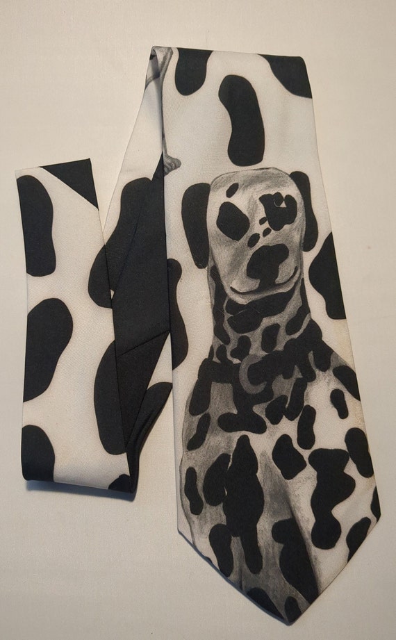 Cravatte di seta con stampa dalmata per uomo cravatta casual divertente cravatta per outfit accessorio feste regalo, Come nella foto, Taglia unica