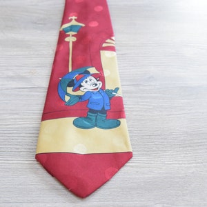 Mickey Mouse Singing in the Rain Necktie Red and Gold Cartoon Novelty Tie by Mickey Unlimited