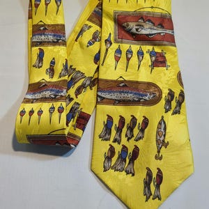 Fishing Mounted Catch Bobber A. Rogers Tie Men&#39;s Ties Neckties Fisherman