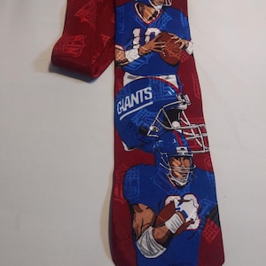 New York Giants Football Necktie Men&#39;s Novelty Necktie Blue and White Tie Team  NFL Licensed
