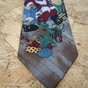 Kerstman slaapt na een drukke eerste kerstdag design stropdas nieuwigheid stropdas herenstropdas