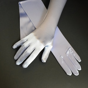 Lilac Stretch Luster Satin Gloves Opera Length to Wrist 22&quot; 18&quot; 15&quot; and 9&quot; Ladies Gloves Prom Wedding Gloves Formal Occasions Pageants