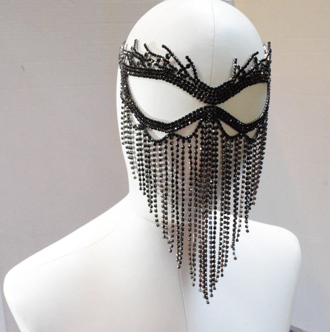 Black Rhinestone Masquerade Face Mask Sparkling Face Mask Etsy