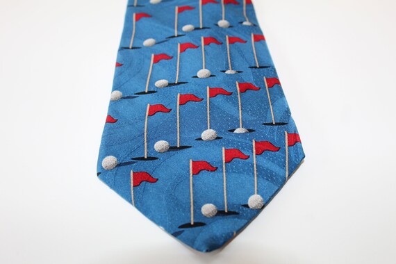 Sink The Putt Necktie Blue 100% Silk Designer Tie… - image 2