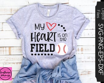 My Heart Is On The Field Baseball SVG, Baseball, Kinder, Cut Datei, Sofort Download, Sport, Baseball Mama, dxf png eps, Silhouette oder Cricut