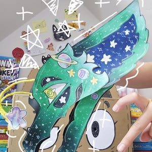 Alien paper dragon puppet! Handmade,